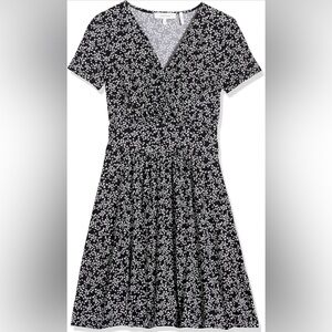 Lark & Ro Women's Short Sleeve Fixed Wrap Waistband Dress